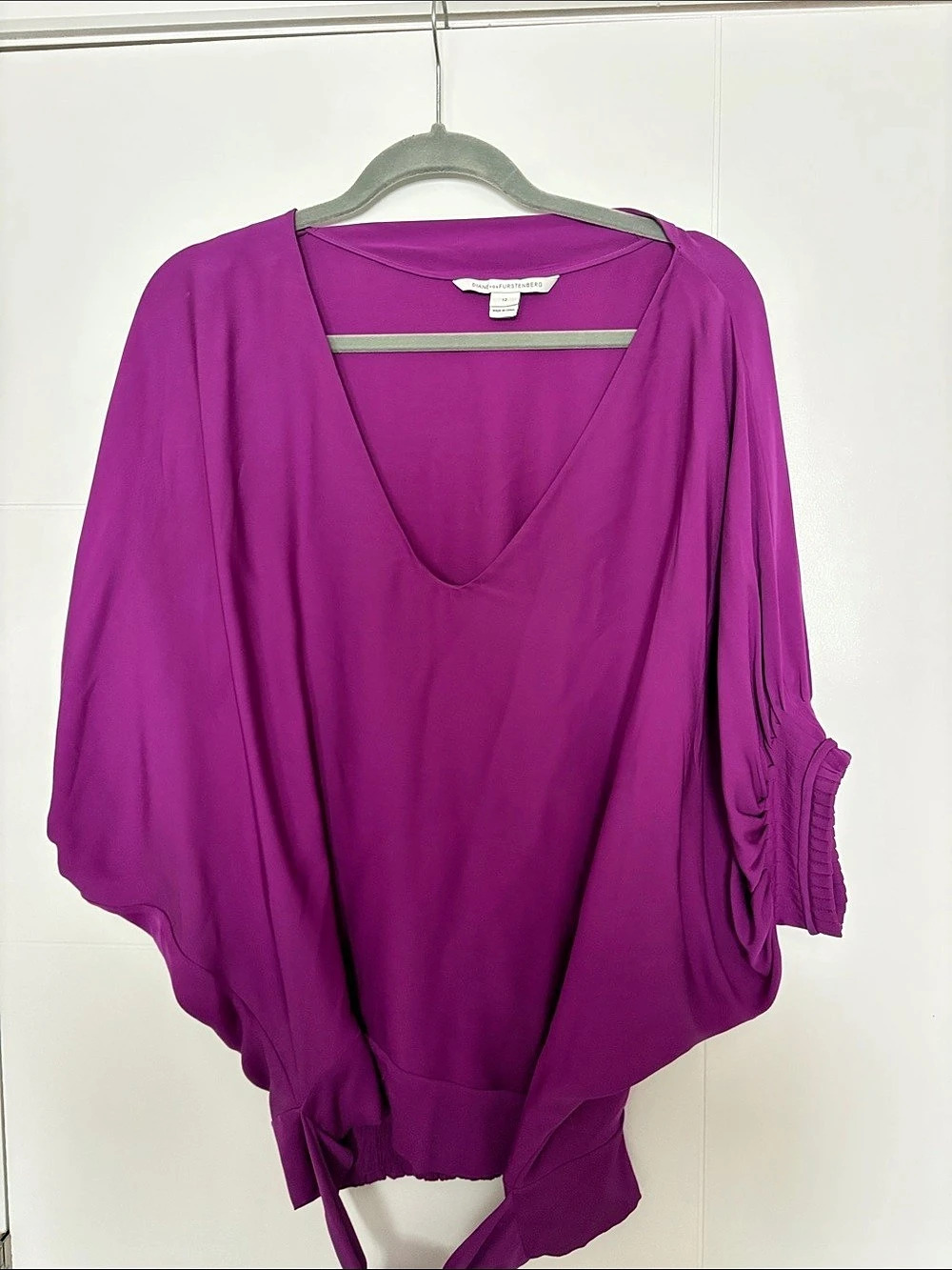 Diane von Furstenberg Tie-Hem Blouse Purple Size 12